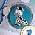Kartka na Roczek niebieska zebra - 