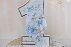 Kartka cyferka na roczek "Baby Lamb" GOTOWA