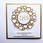 Prosta kartka na Komunię z sercami handmade - Prosta kartka komunijna handmade