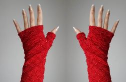 Rękawiczki czerwone brokatowe Walentynkowe Love