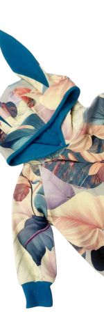 Bluza z kapturem i uszami liście turkus r.80 wyprzedaż