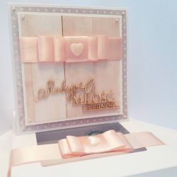 "Różowa elegancja" - Karteczka Ślubna