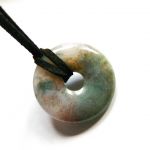 Kamien harmonii. Szaro-zielony agat mszysty, wisiorek kółko - 