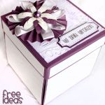 Kartka urodzinowa - fioletowo biały exploding box z tortem - 