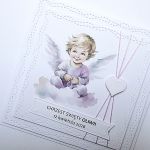 Kartka na Chrzest ręcznie robiona z aniołkiem - Kartka handmade na chrzest z aniołkiem