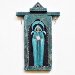 Anioł Luna III, obraz ręcznie malowany na desce anioł stróż