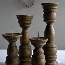 Świecznik drewniany 4 szt komplet - rustykalne
