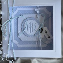 Pierwsza Komunia Święta! Kartka w pudełku. Chłopiec!