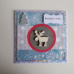 Kartka świąteczna renifer szaro-niebieska - Kartka świąteczna renifer szaro-niebieska