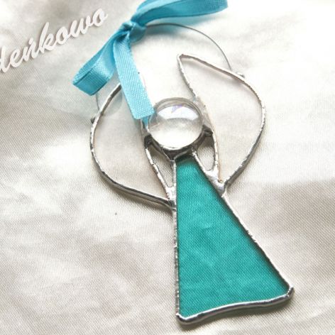 Aniołek turkusowy- technika Tiffany'ego