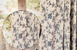 Zasłona lniana kwiaty blue jeans boho z frędzlami tunel 150/250cm
