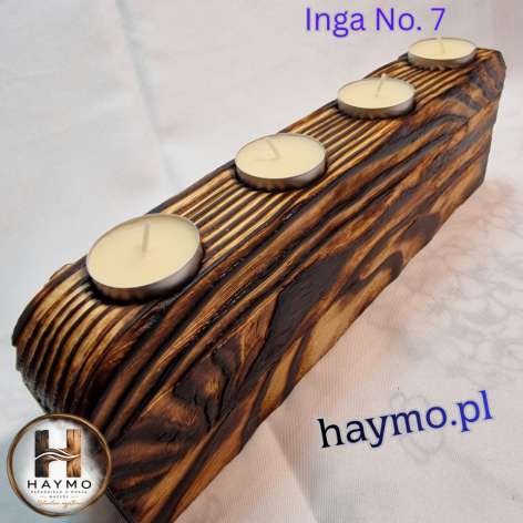 Świecznik drewniany SSB złoto brąz Inga No. 7