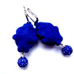Szafirowe Kolczyki Sutasz z Shamballą Swarovski bigle angielskie - 