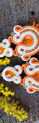 Kolczyki sutasz soutache Shine Orange