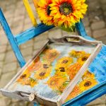 Taca dekoracyjna, słoneczniki, van Gogh, prezent, postarzana - 