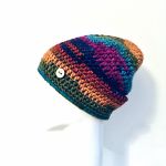 Czapka beanie smerf dziergana ciepła multikolor - zimowa czapka beanie