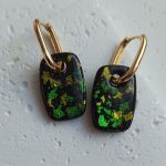 "Carnaval" no.2 - kolczyki z gliny polimerowej. - zielono-złoty błysk
