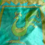 Zielony Ptak, duża jedwabna malowana chusta - Zielony Ptak, duża jedwabna malowana chusta  RozynekArt