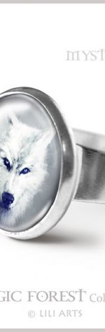 Pierścionek - Biały wilk