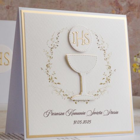 Kartka na komunię z ozdobną kopertą, 96a