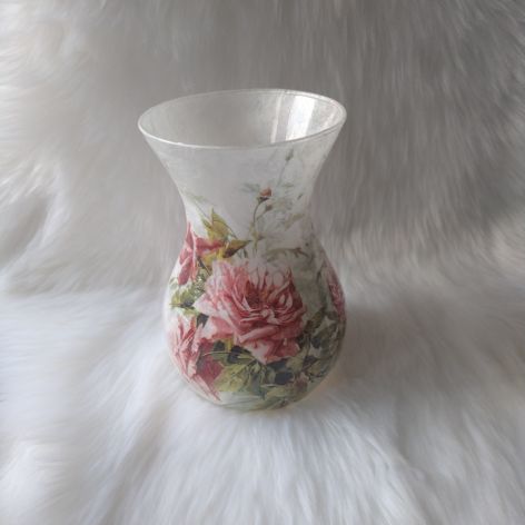 lampion-wazon szklany w róże dla nauczyciela