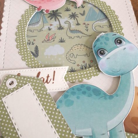 Kartka urodzinowa dla dziecka z dinozaurami