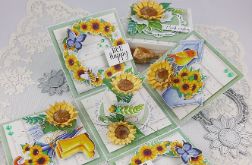Urodzinowy exploding box ze słonecznikami