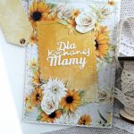 Kartka na Dzień Matki ze słonecznikami - Kremowe wnętrze kartki i tył etykietki