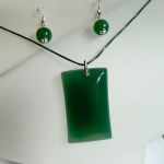 Elegancki zestaw w srebrze, zielony jadeit - 