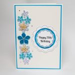 Kartka 70 urodziny, quilling niebieska - 