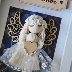 Makramowy anioł w ramce na urodziny itp. - 