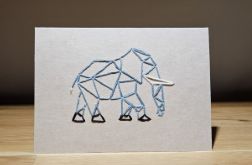 Kartka okolicznościowa - haftowana - słoń