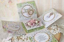 Exploding box komunijny kartka "Violet Roses"