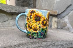 Porcelanowy kubek ręcznie malowany- Słoneczniki