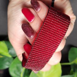 Bransoletka z koralików, kolor czerwony rubinowy