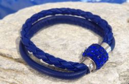 Bransoletka rzemykowa chabrowe cyrkonie