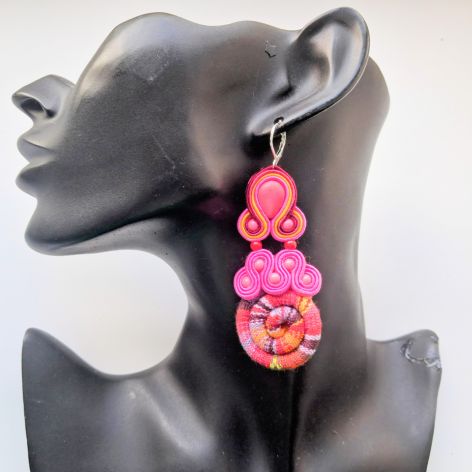 Kolczyki sutaszowe Pink Masai