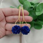 Kobaltowe ciemnoniebieskie długie kolczyki  - niebieskie sztyfty