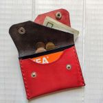 Minimalistyczny portfel czerwono czarny - portfel z naturalnej skóry ręcznie robiony