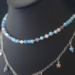 Naszyjnik zodiakalny Ryby  - delikatny naszyjnik z kamieniami naturalnymi i zawieszką ze znakiem ryb
