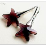 Kolczyki Swarovski Starfish 16mm Burgund - 