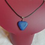 Granatowy matowy Lapis Lazuli, wisiorek z serduszkiem  - 