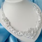 Naszyjnik-kolia Biało-Srebrzysty - 