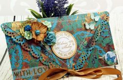 Kartka na ślub -turkusy i złoto