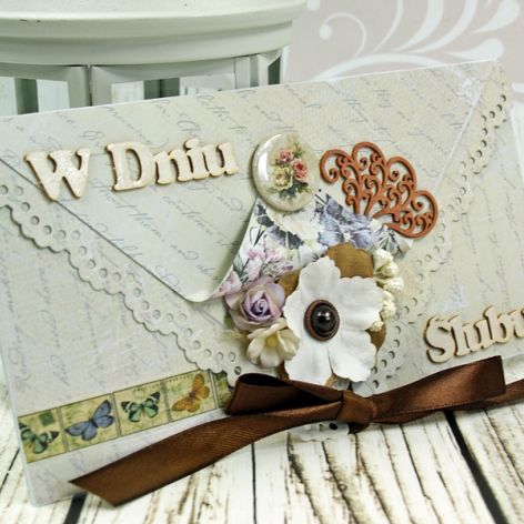 Kopertówka ślubna-motyle i kwiaty