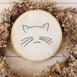 Kot - haftowany obraz, tamborek - haftowany obraz
