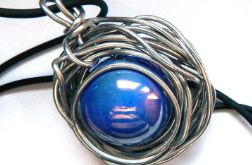 Porcelanowa kula w srebrym oplocie, okazałay wisior hand made