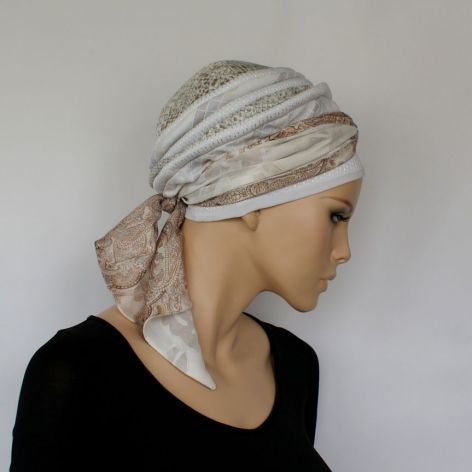 letni turban ROZBIELONY