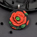 Duży komplet biżuterii "czerwone maki" - biżuteria czerwone maki