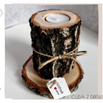 Drewniany świecznik + podstawka - opakowanie prezentowe - 